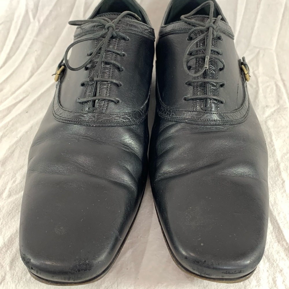 LOUIS VUITTON Black Leather Men's Oxfords Lace Up - Picture 2 of 16